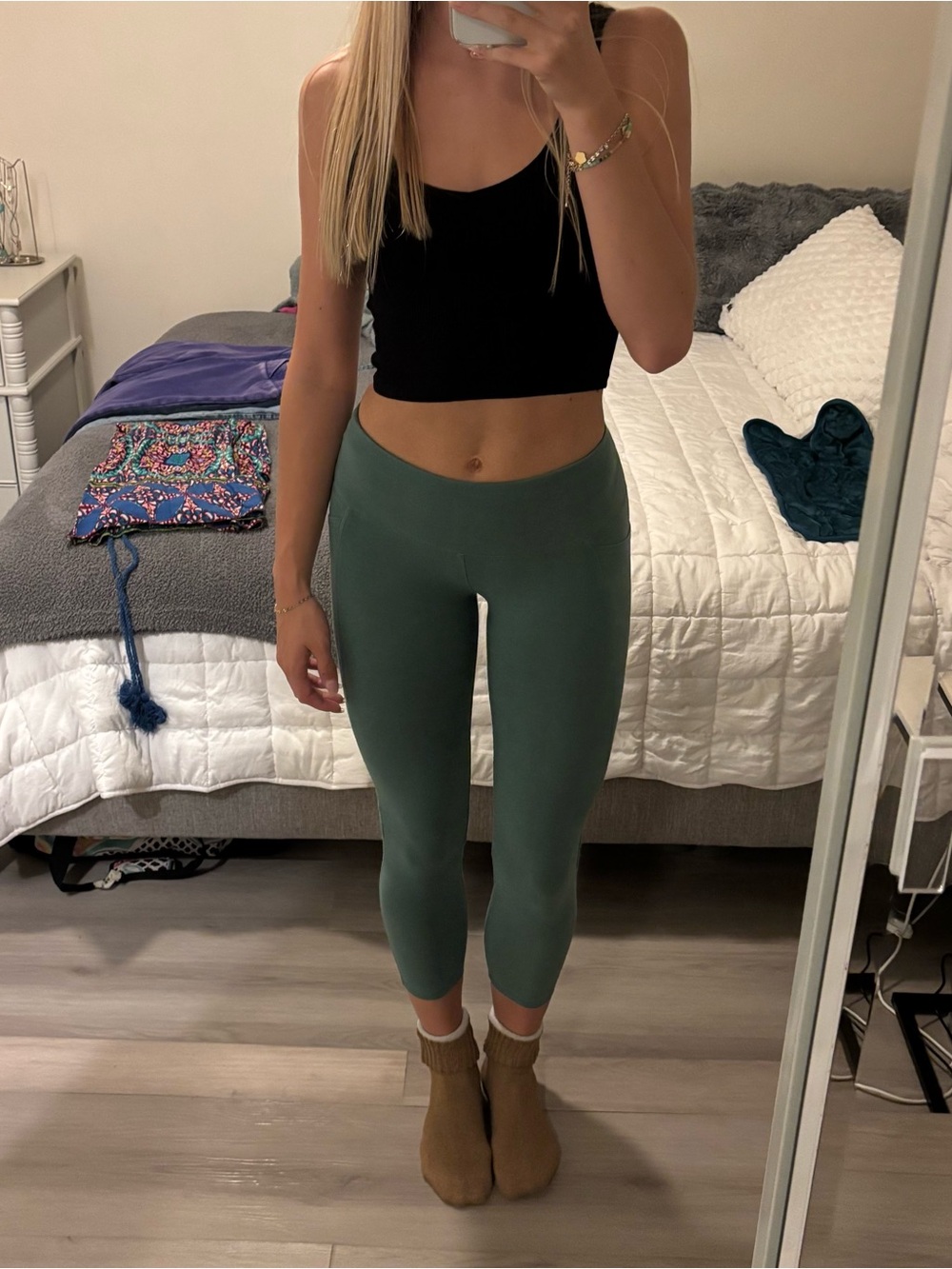 High-Rise Olive Green Leggings for Women
